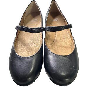 Dansko Womens size 9.5 Nanette Mary Jane Flat Black Leather Loop Strap Shoe